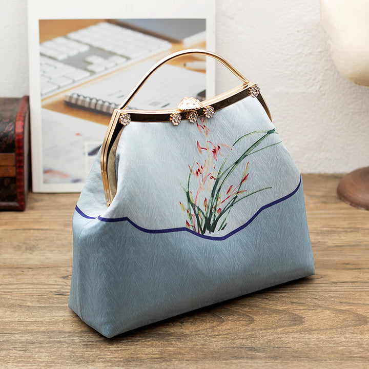Floral Top Chain Cross Shoulder Clutch Handbag