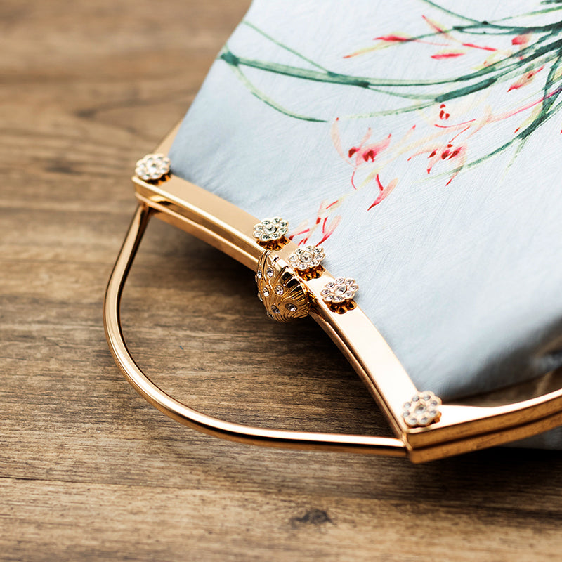 Floral Top Chain Cross Shoulder Clutch Handbag
