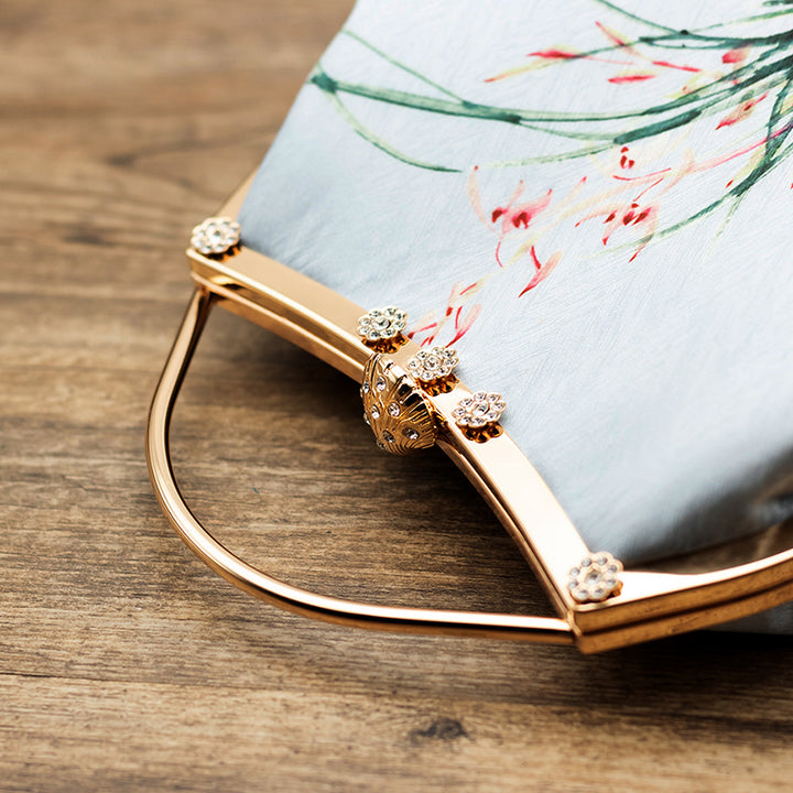 Floral Top Chain Cross Shoulder Clutch Handbag