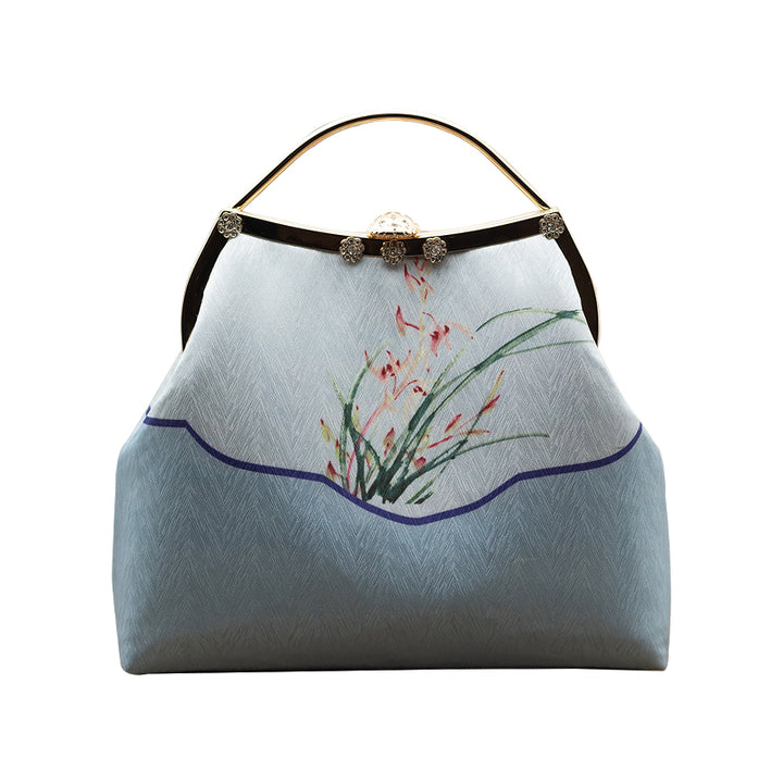 Floral Top Chain Cross Shoulder Clutch Handbag
