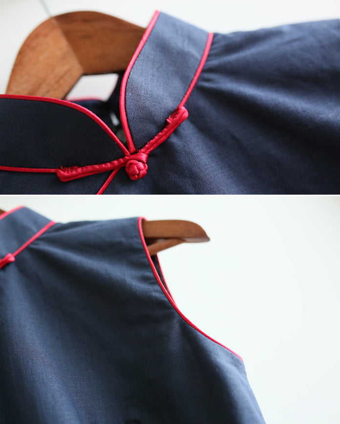 Custom Tailored Blue Modern Qipao / Cheongsam Dress