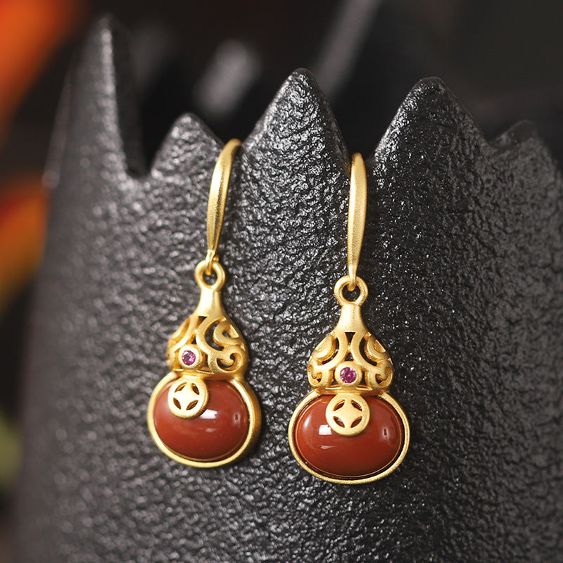 Silver Agate Drop Dangle Earrings