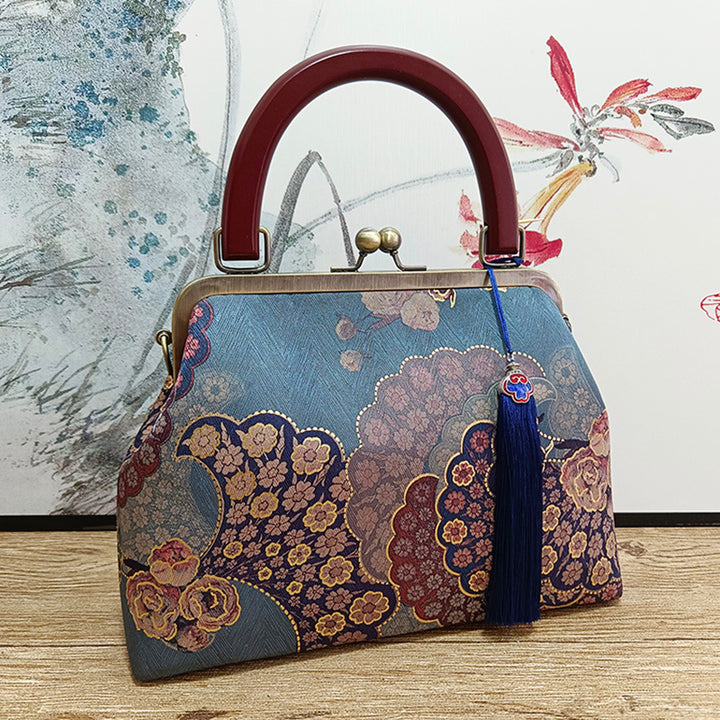 Mothers Jacquard Chain Top Handle Clutch Handbag