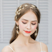 Crystal Beads Star Bridal Hair Vine Pins & Earring