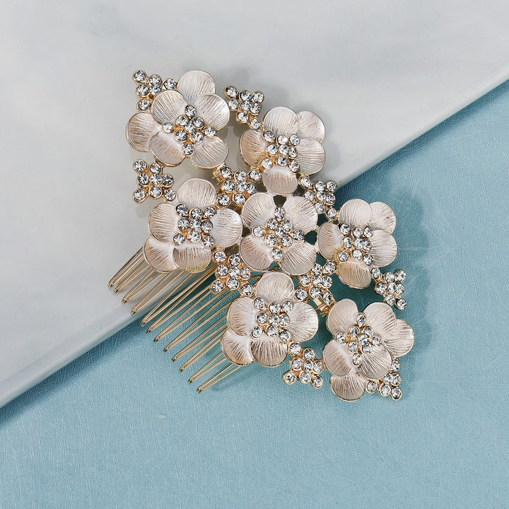 Baroque Rhinestone Flower Wedding Hair Comb Clip