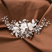 Pearls Crystal Flower Wedding Bride Hair Comb Clip