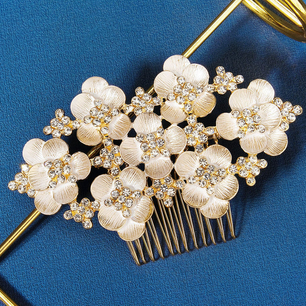 Baroque Rhinestone Flower Wedding Hair Comb Clip
