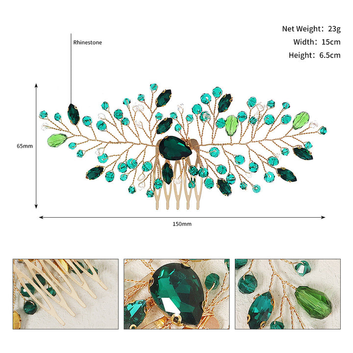 Green Rhinestone Bridal Bridesmaid Wedding Hair Comb