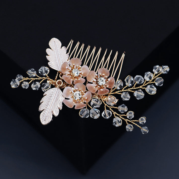 Rhinestone Alloy Flower Leaves Bride Wedding Hair Comb Pins