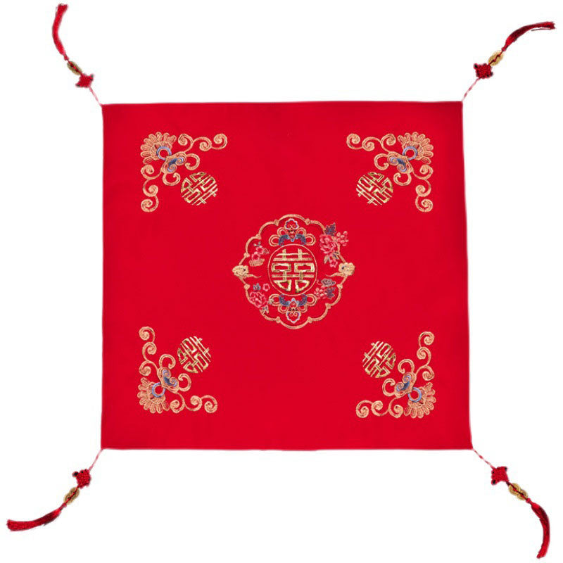 Red Embroidered Floral Phoenix Chinese Wedding Bridal Veil