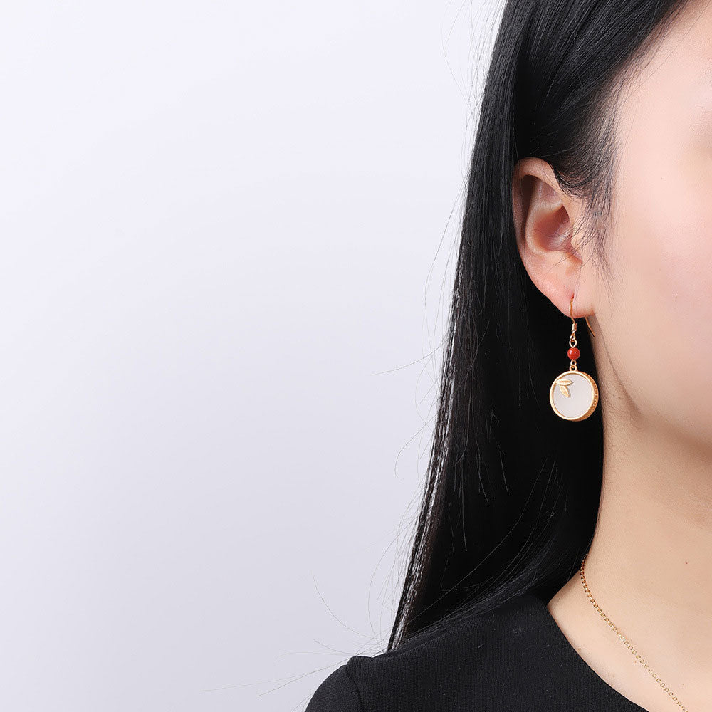 S925 Silver Jade Drop Dangle Earrings