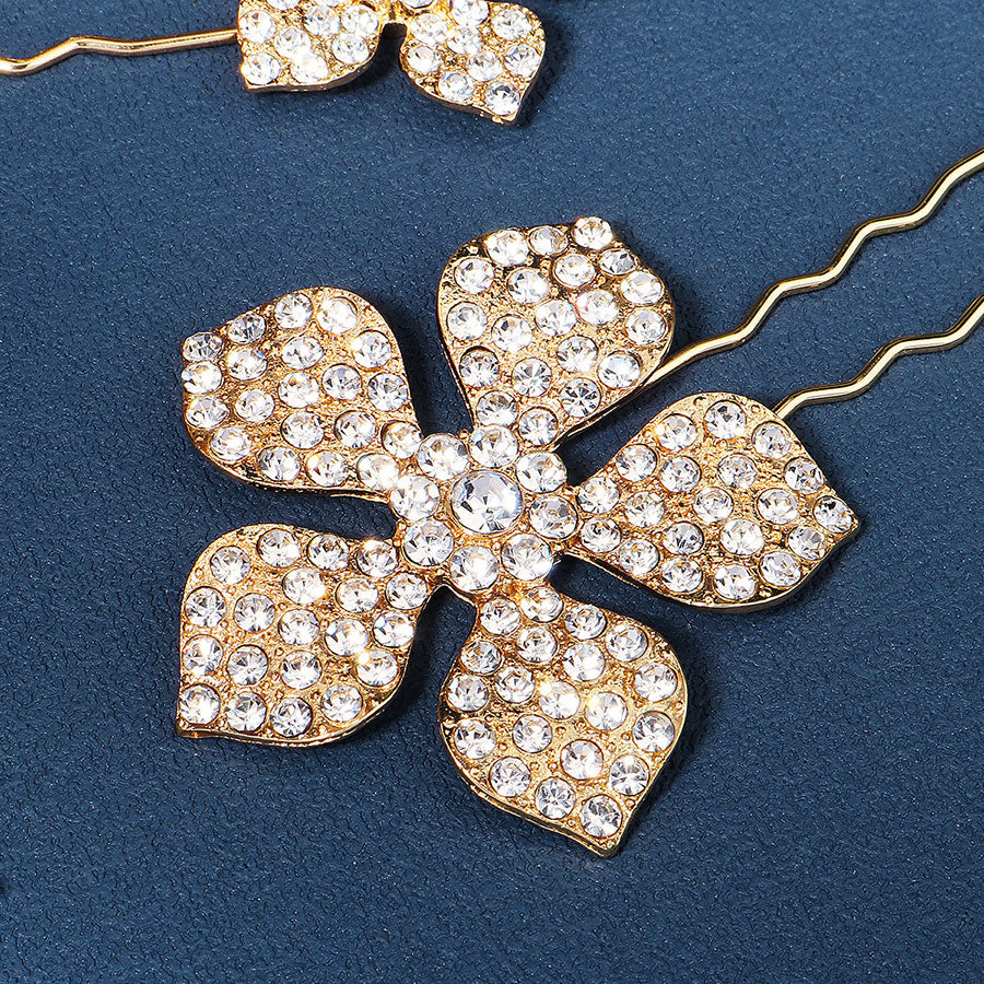 3 Pieces Rhinestone Petals Bride Bridesmaid Wedding Hair Pins