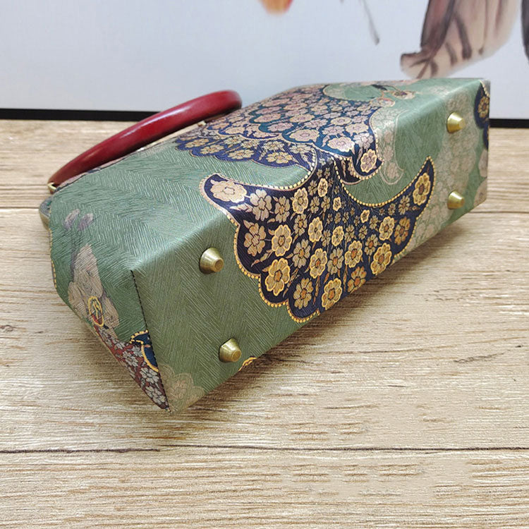 Mothers Jacquard Chain Top Handle Clutch Handbag