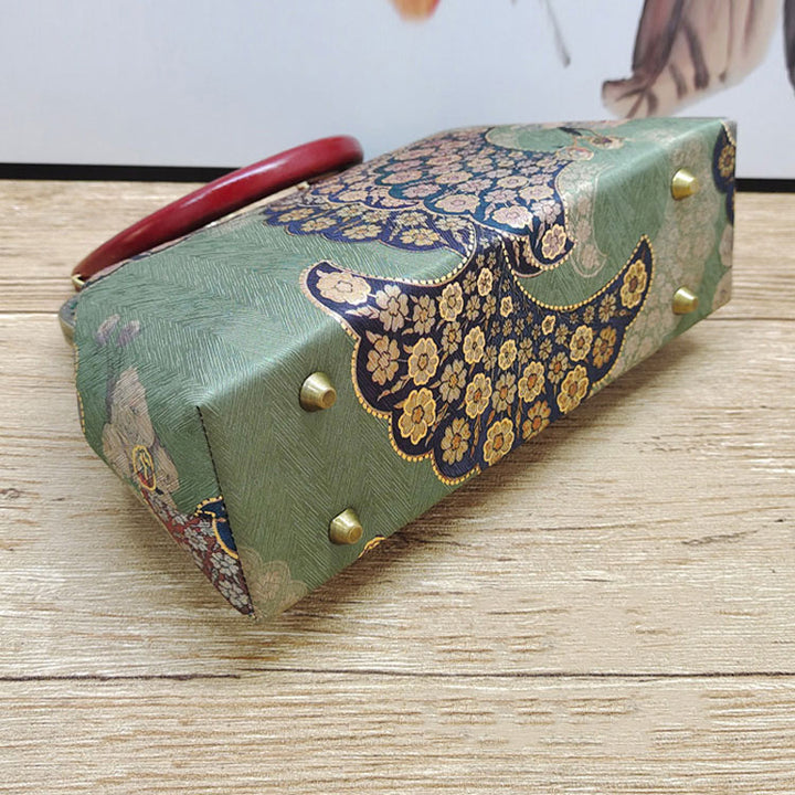 Mothers Jacquard Chain Top Handle Clutch Handbag