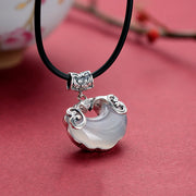 Silver Jade Longeval Lock Beads Pendant Necklace