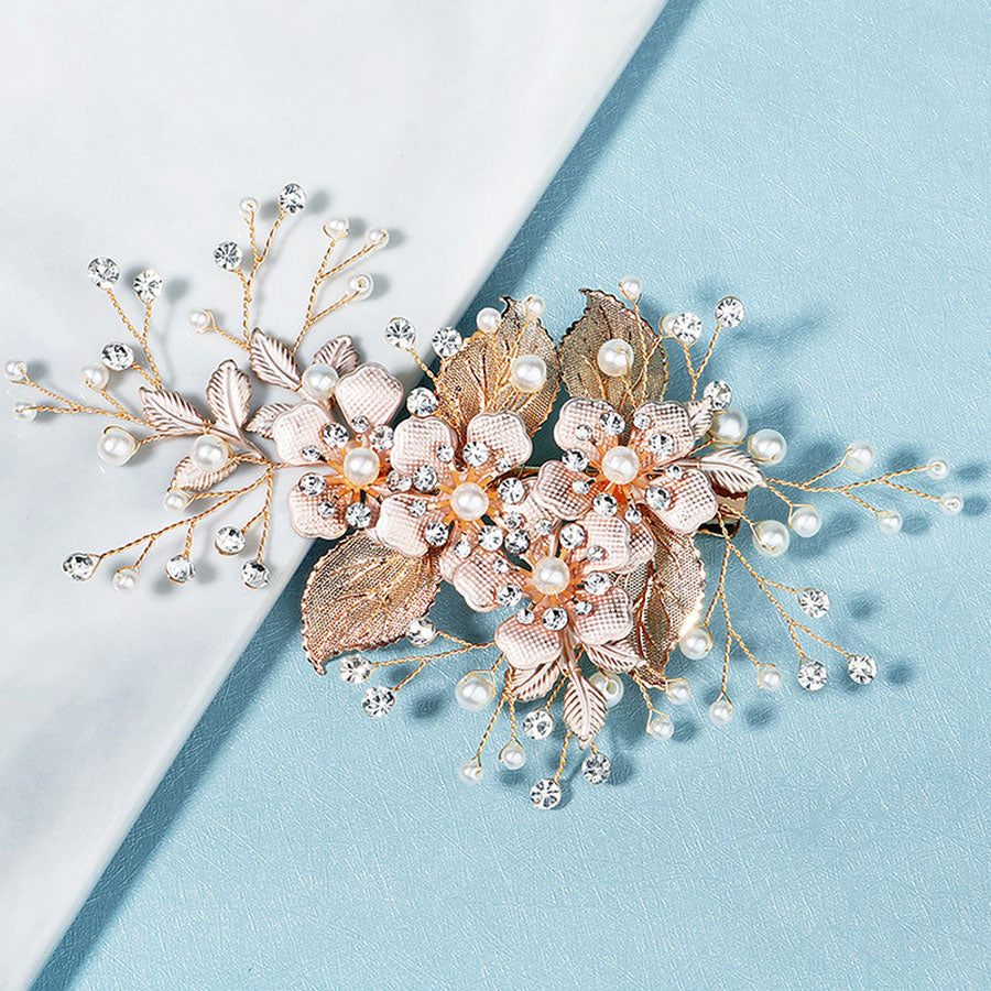 Rhinestone Leaf Flower Wedding Bridal Hair Clip Pin