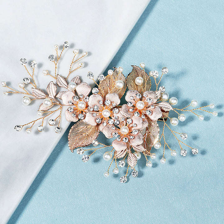 Rhinestone Leaf Flower Wedding Bridal Hair Clip Pin