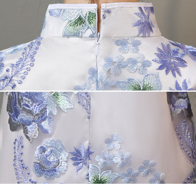Purple Embroidered Kids Qipao / Cheongsam Dress
