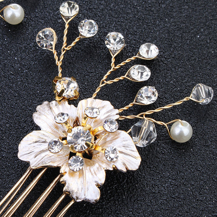 3 Pieces Rhinestone Flower Bride Wedding Hair Pins