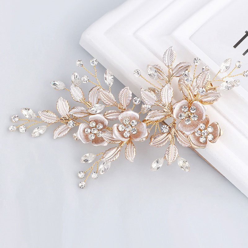 Rhinestone Alloy Flower Bridal Wedding Hair Vine Clip
