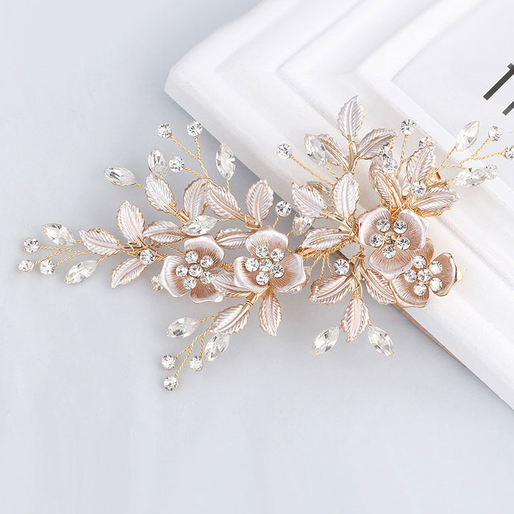 Rhinestone Alloy Flower Bridal Wedding Hair Vine Clip