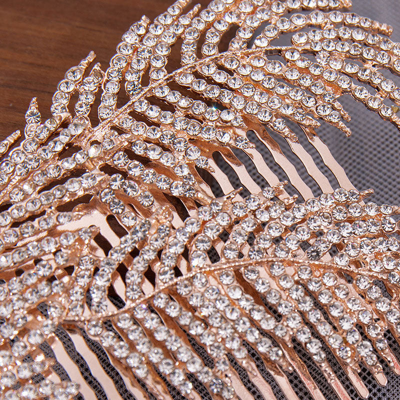 Rhinestone Leaf Wedding Hair Comb Clip