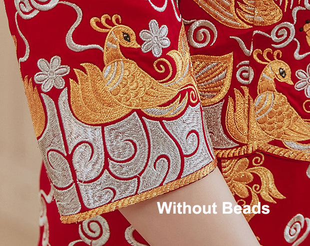 Beaded Embroidered Dragon Phoenix Wedding Bride Qungua