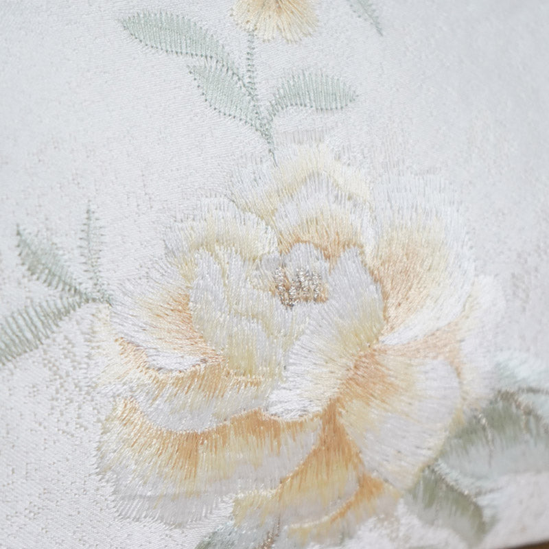 White Embroidered Peony Chain Top Handle Clutch Handbag