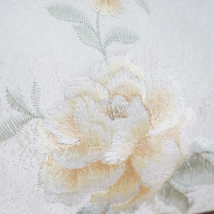 White Embroidered Peony Chain Top Handle Clutch Handbag