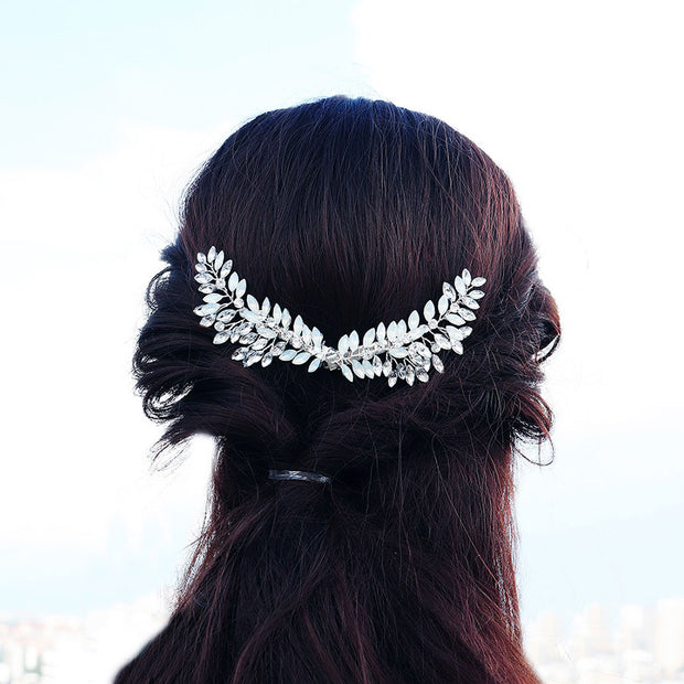 2 Pieces Rhinestone Crystal Flower Bride Wedding Hair Side Clips