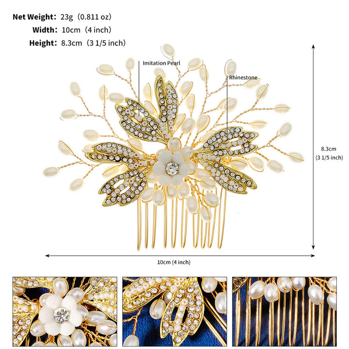 Pearl Rhinestone Flower Wedding Bridal Hair Comb Clip