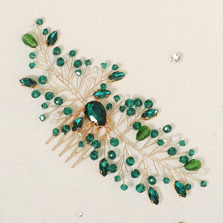 Green Rhinestone Bridal Bridesmaid Wedding Hair Comb