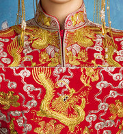 2020 Embroidered Phoenix Dragon Wedding Bridal Qun Gua