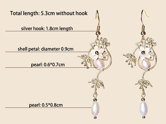 Pear Petals Drop Dangle Clip on Earrings