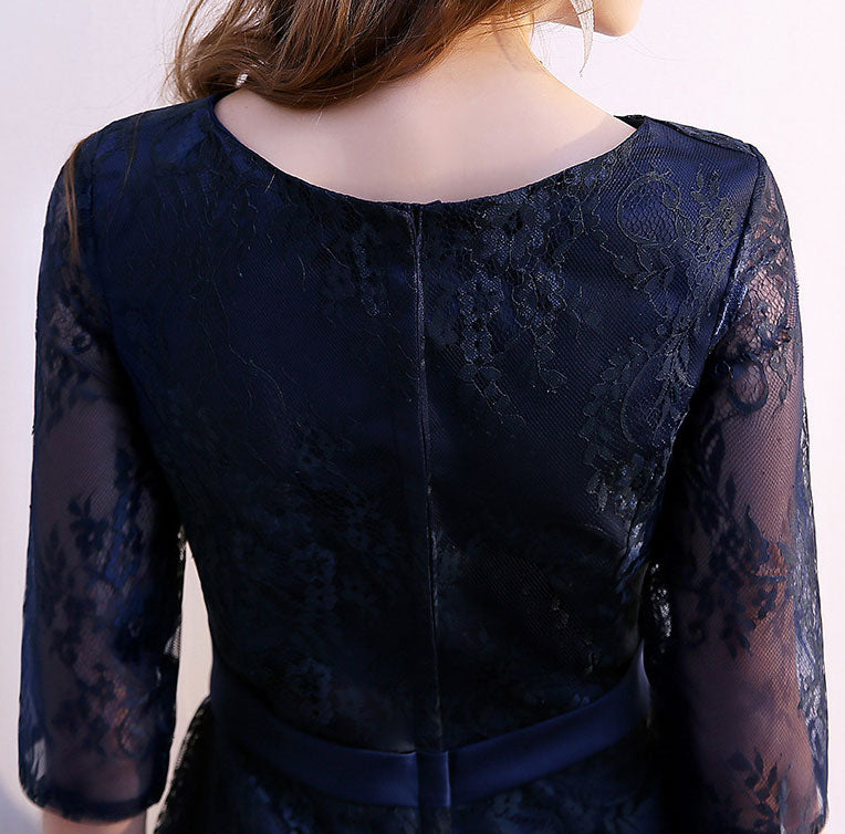 Blue Lace Overlay A-Line Mid Tea Dress