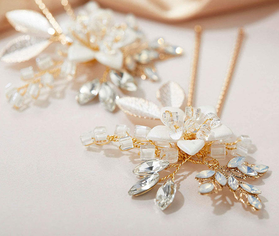 Crystal Flower Wedding Bride Bridesmaids Hair Comb Pin