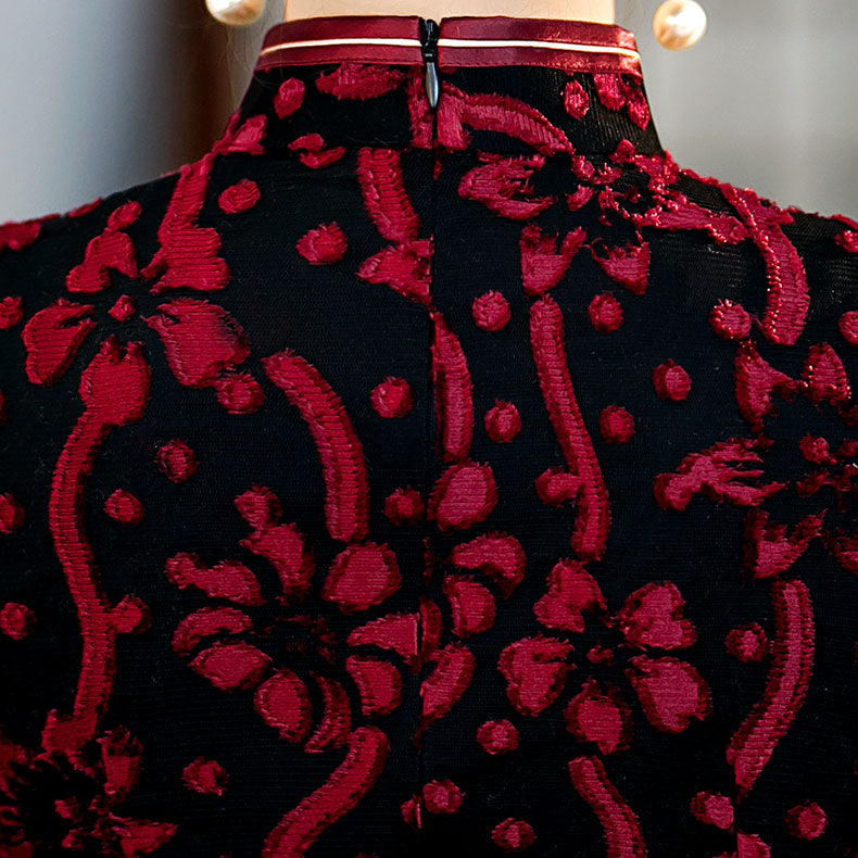 Blue Red Velvet Mothers Max Cheongsam Qi Pao Dress