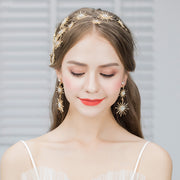 Crystal Beads Star Bridal Hair Vine Pins & Earring