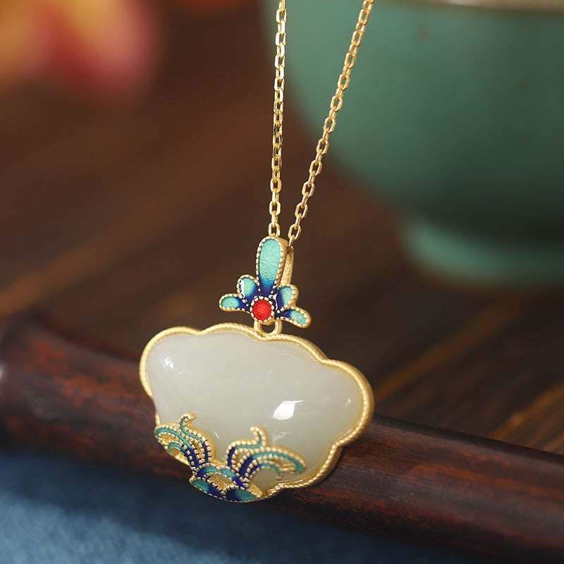 Jade Palace Longeval Lock Pendant Necklace Birthday Christmas Gift