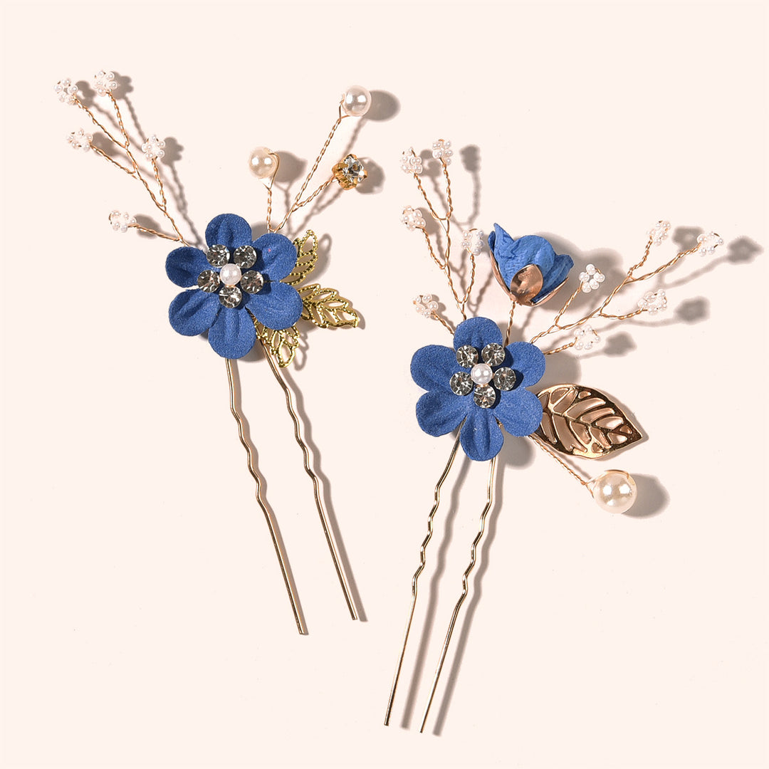 4 Pics Rhinestone Flower Bridesmaids Wedding Hair Combs Pins