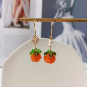 Colored Glaze Persimmon Drop Dangle Earrings