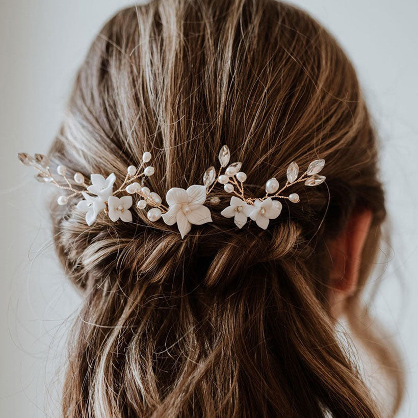 3 Pieces Bridal Flower Pearl Hair Pins