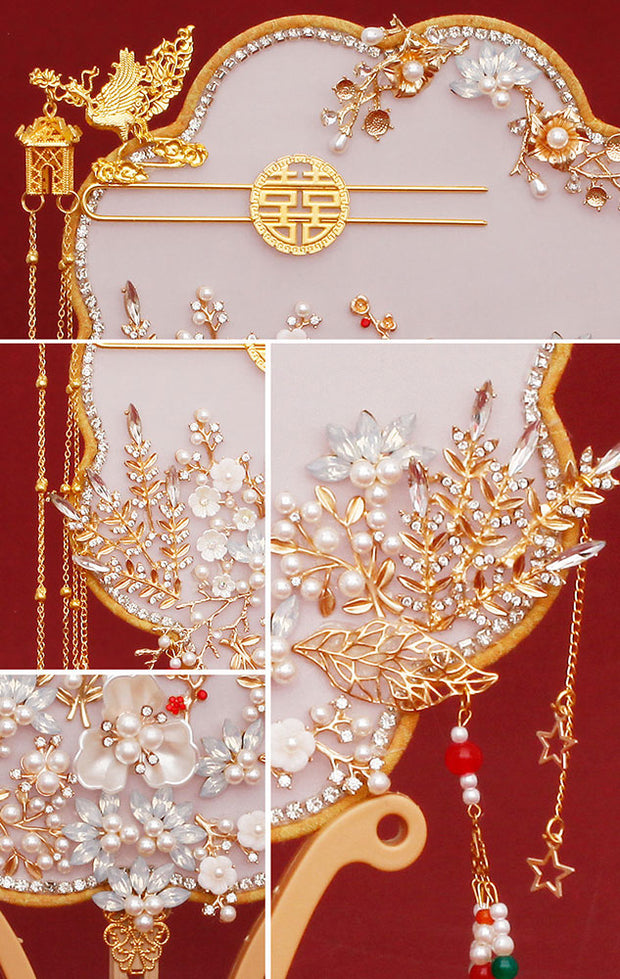 Chinese Vintage Bride White Hand Fans