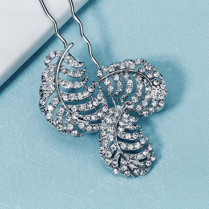 3 Pieces Silver Rhinestone Leaves Bridal Bridesmaid Wedding Hair Pins