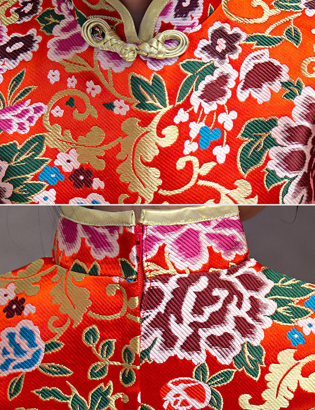 Kids Red Cheongsam / Qipao Dress with Tulle Skirt