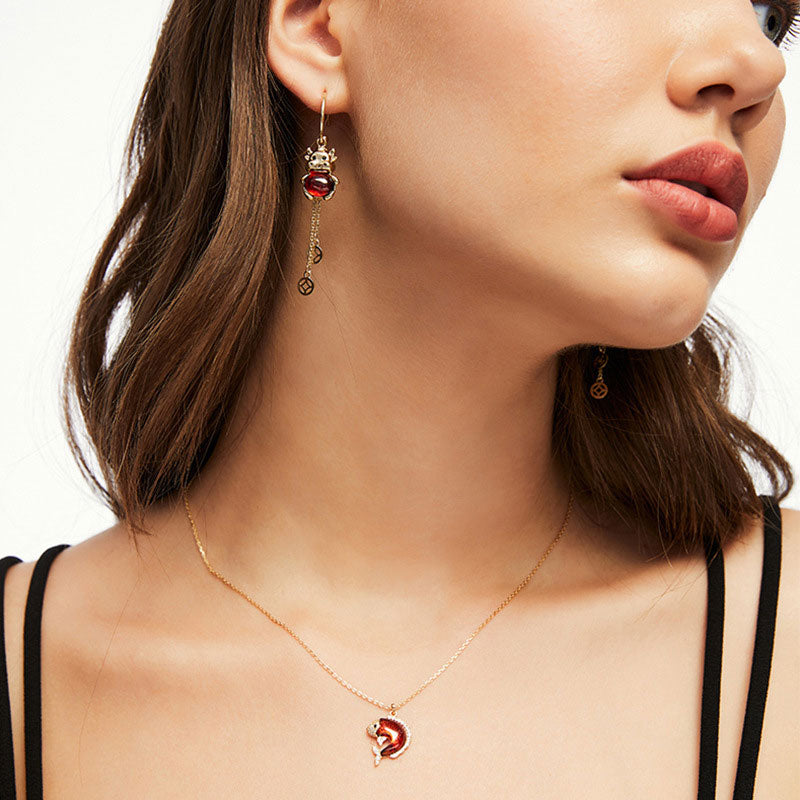 Ox Year Crystal Zodiac Animals Drop Dangle Earrings