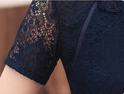 Navy Blue Black Lace Modern Qipao / Cheongsam Prom Dress