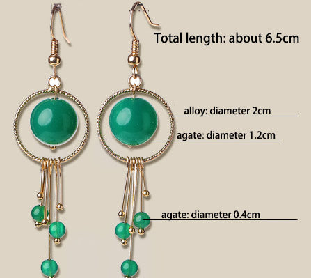 Agate Hoop Drop Dangle Clip On Pierced Earrings