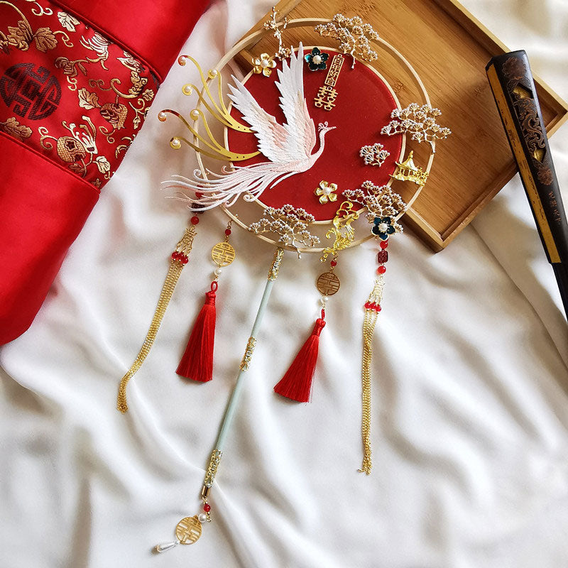 Chinese Vintage Phoenix Bride Hand Held Fans