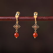 Red Agate Drop Dangle Clip On Pierced Earrings
